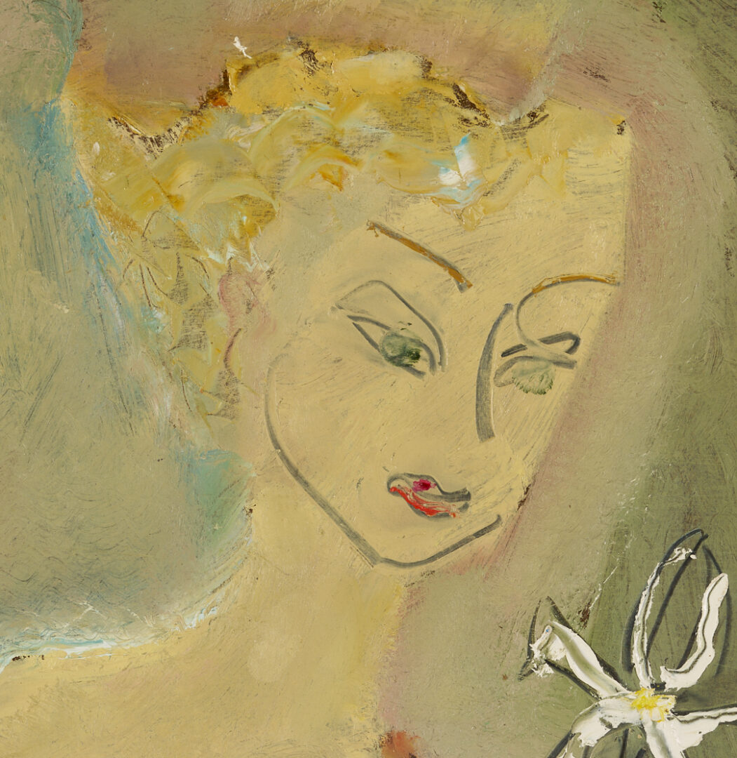 Lot 640: Sterling Strauser O/B Nude, Lady with Two Iris