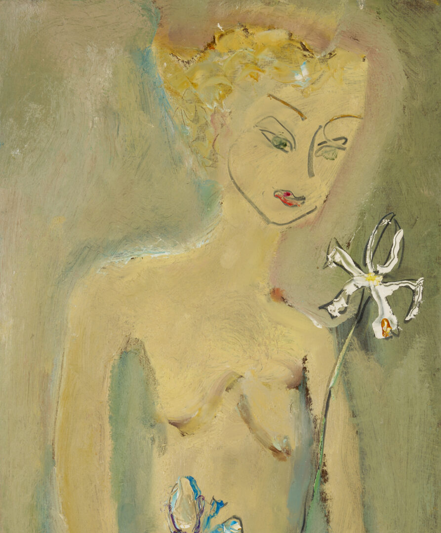 Lot 640: Sterling Strauser O/B Nude, Lady with Two Iris