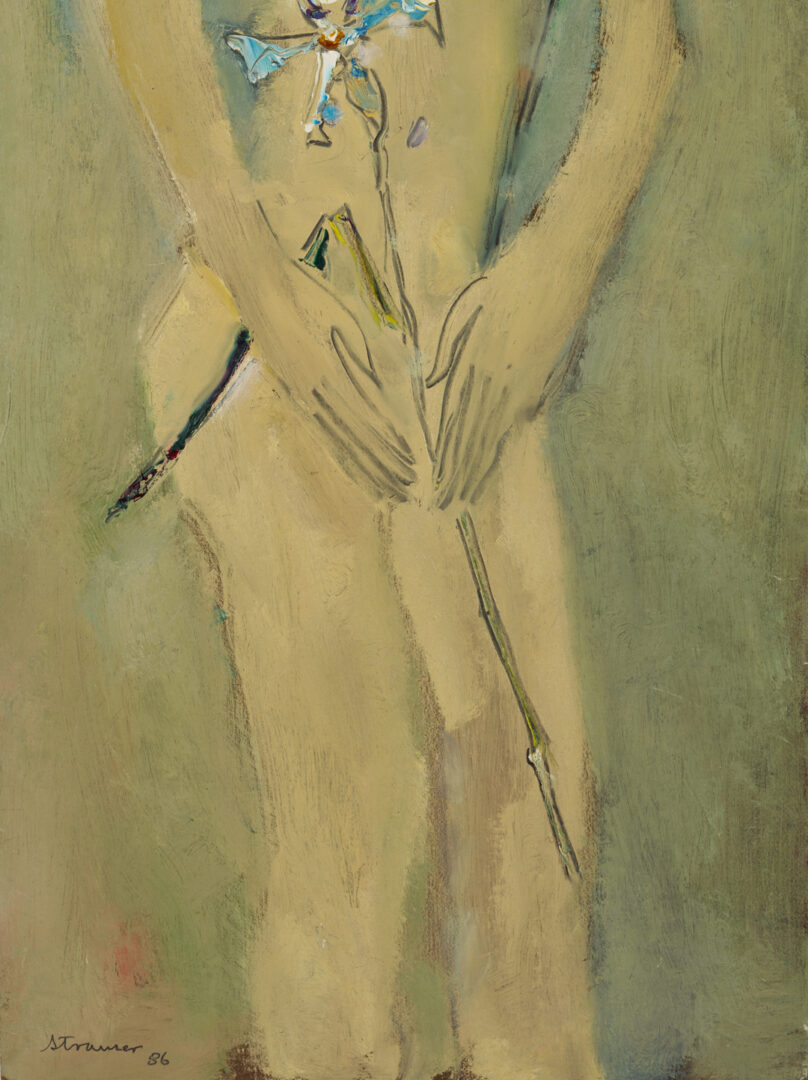 Lot 640: Sterling Strauser O/B Nude, Lady with Two Iris