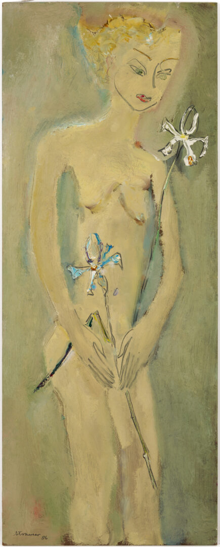 Lot 640: Sterling Strauser O/B Nude, Lady with Two Iris