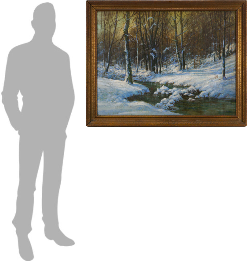 Lot 641: Edward Sitzman O/C Indiana Winter Landscape