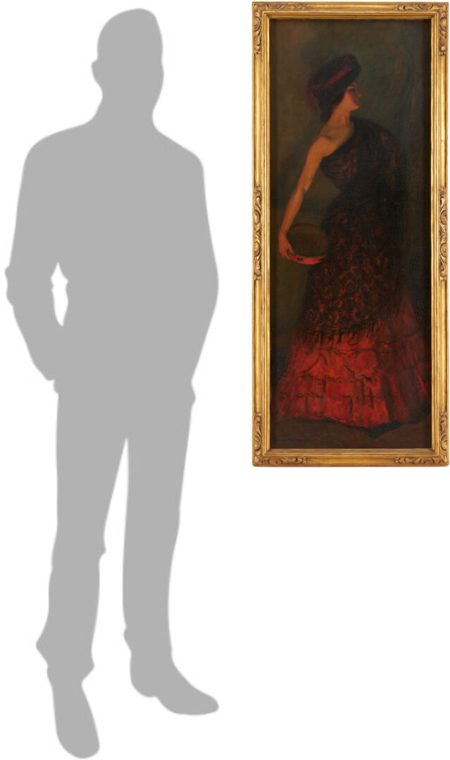 Lot 643: Louis Kronberg O/C Painting, Spanish Flamenco Dancer
