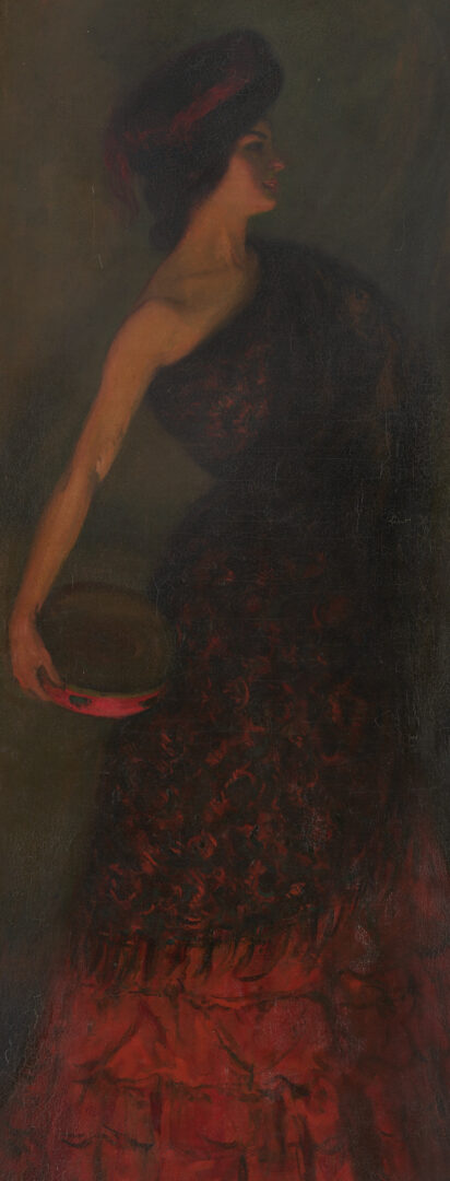 Lot 643: Louis Kronberg O/C Painting, Spanish Flamenco Dancer