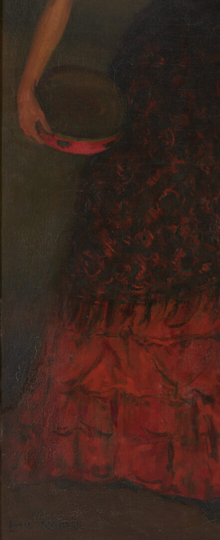 Lot 643: Louis Kronberg O/C Painting, Spanish Flamenco Dancer