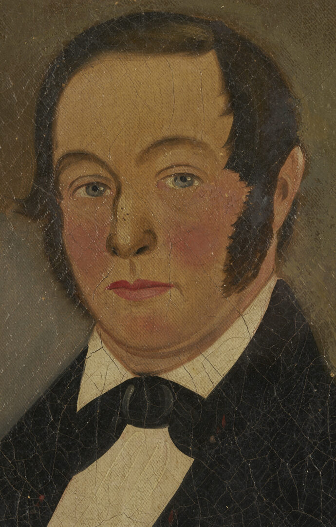 Lot 646: American 19th c. Folk Art Portrait of a Gentleman