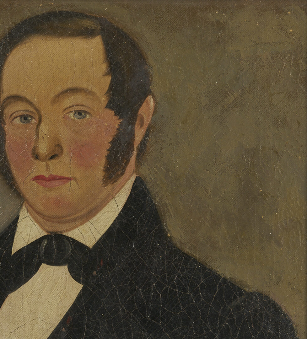 Lot 646: American 19th c. Folk Art Portrait of a Gentleman