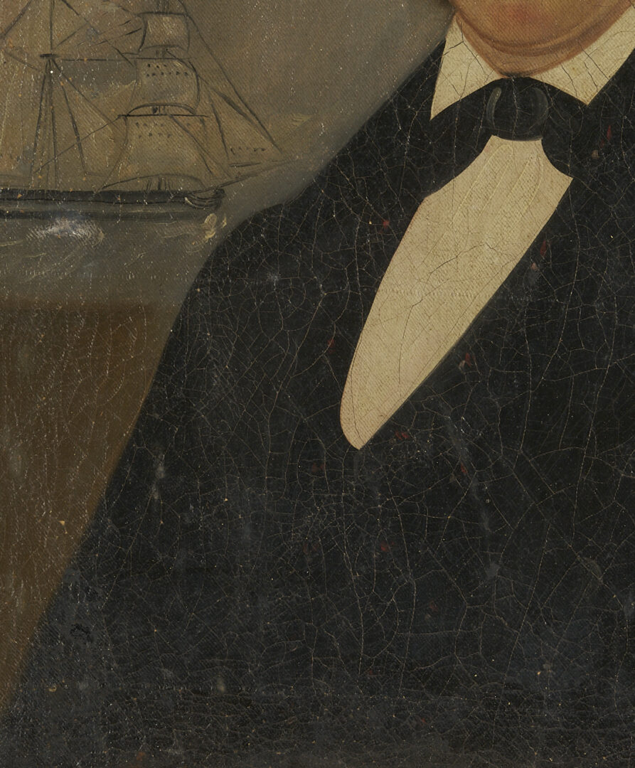 Lot 646: American 19th c. Folk Art Portrait of a Gentleman