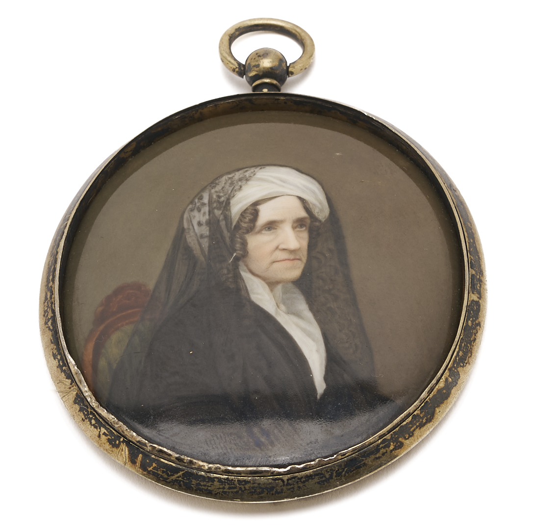 Lot 647: Portrait Miniature, Lady in Black Mourning Clothing