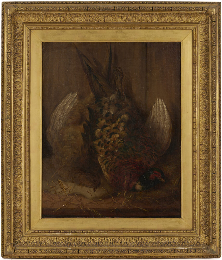 Lot 649: 19th C. Nature Morte Oil Painting, Still Life with Pheasant