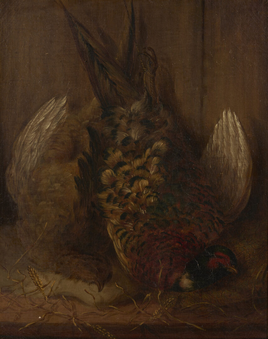 Lot 649: 19th C. Nature Morte Oil Painting, Still Life with Pheasant