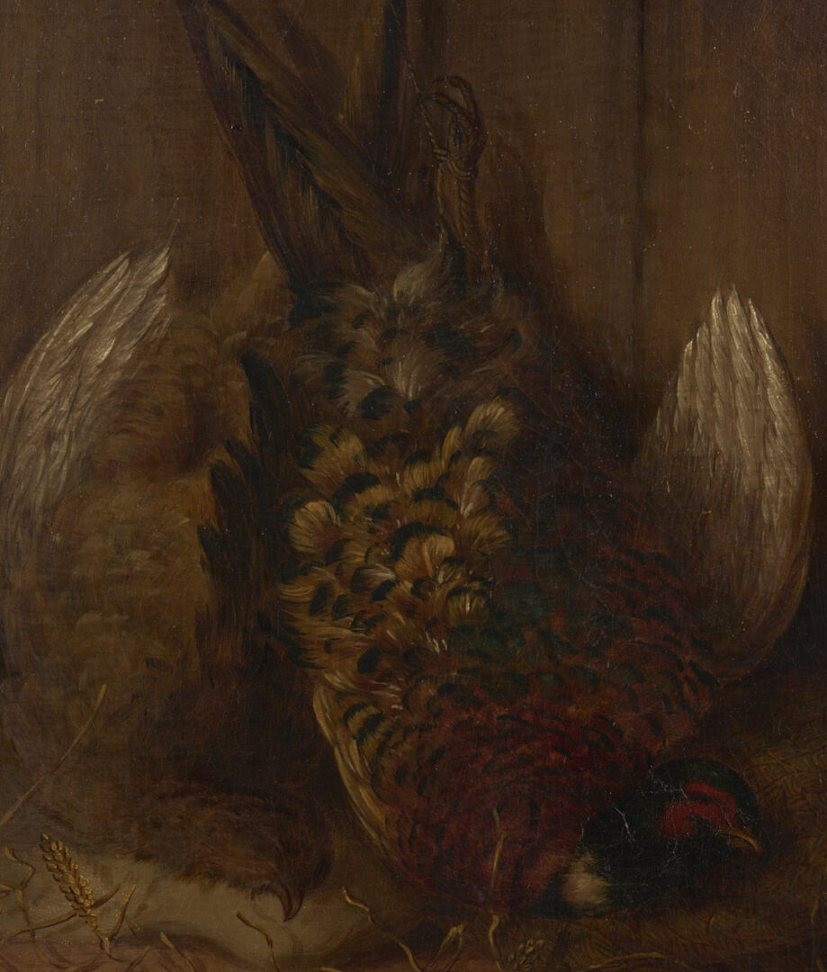 Lot 649: 19th C. Nature Morte Oil Painting, Still Life with Pheasant
