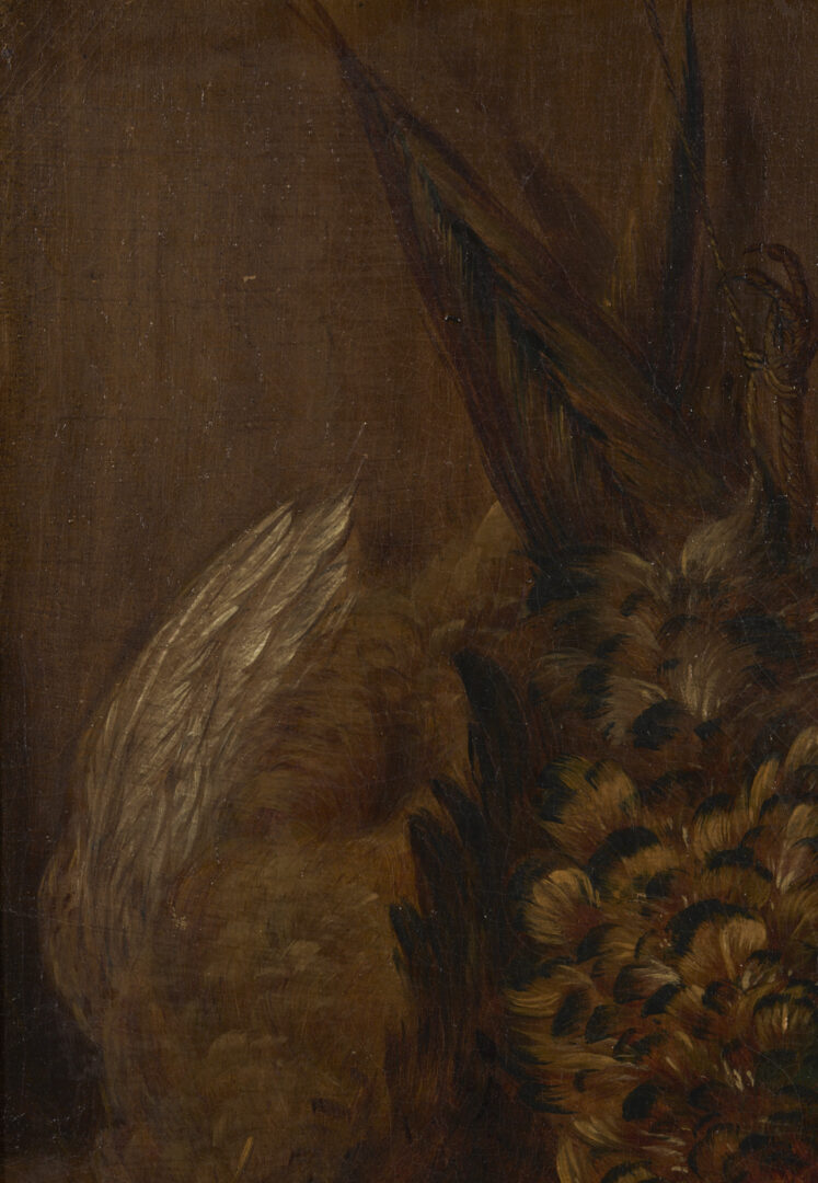 Lot 649: 19th C. Nature Morte Oil Painting, Still Life with Pheasant