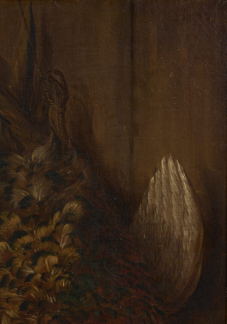 Lot 649: 19th C. Nature Morte Oil Painting, Still Life with Pheasant