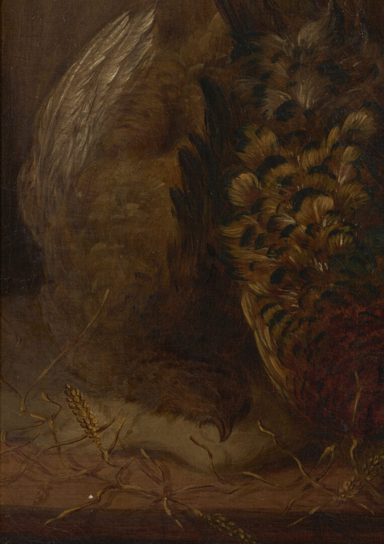 Lot 649: 19th C. Nature Morte Oil Painting, Still Life with Pheasant