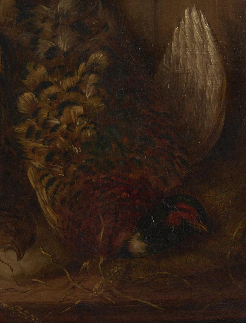 Lot 649: 19th C. Nature Morte Oil Painting, Still Life with Pheasant
