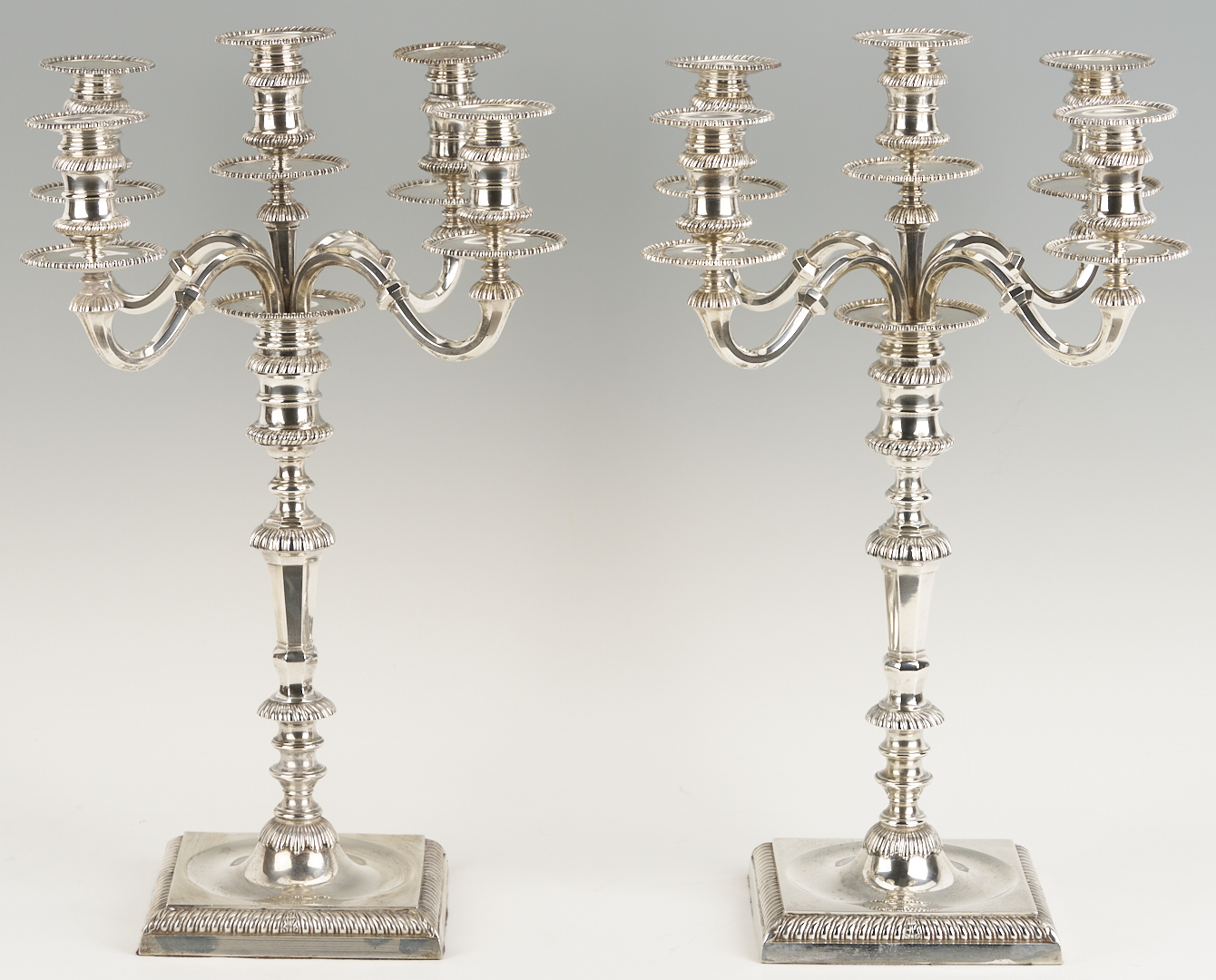 Lot 64: Pair Hunt and Roskell English Sterling Silver Candelabra