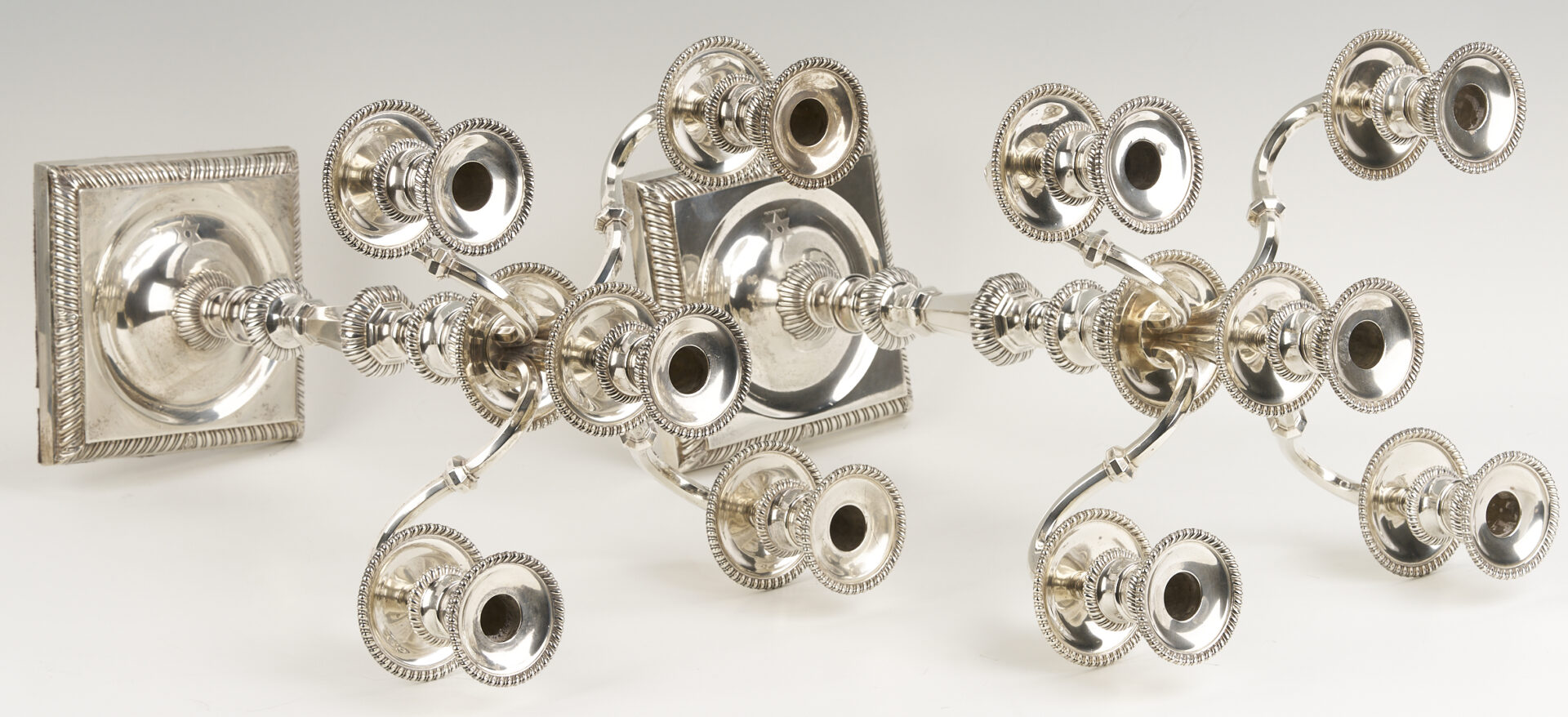 Lot 64: Pair Hunt and Roskell English Sterling Silver Candelabra