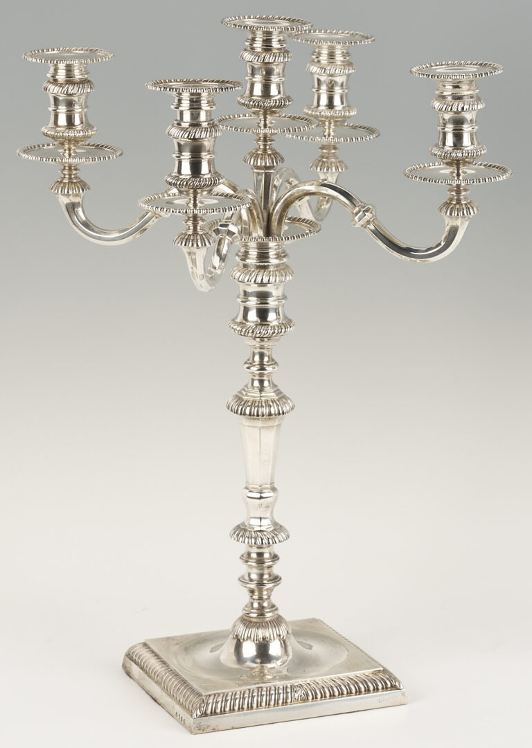 Lot 64: Pair Hunt and Roskell English Sterling Silver Candelabra