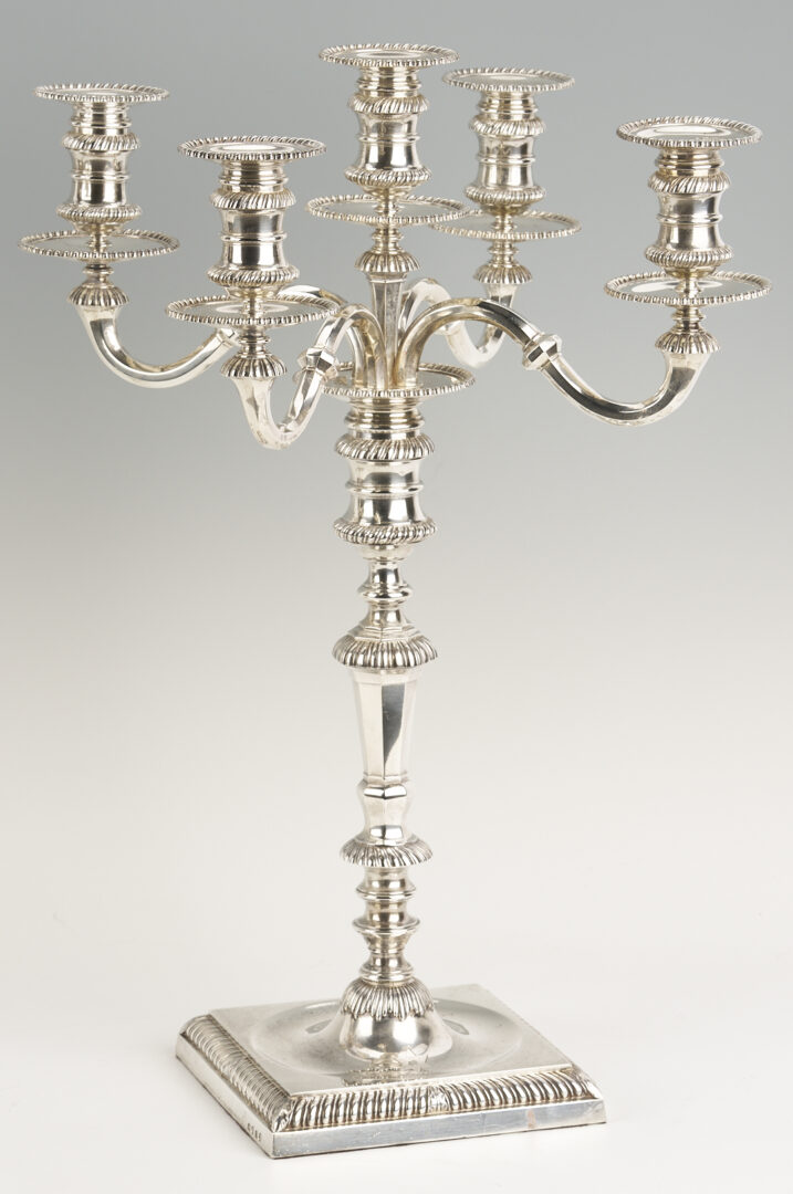 Lot 64: Pair Hunt and Roskell English Sterling Silver Candelabra