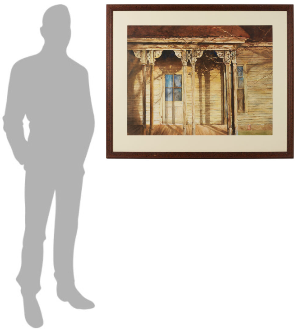 Lot 652: Rhonda McEnroe W/C Architectural Painting, Autumn Reflection