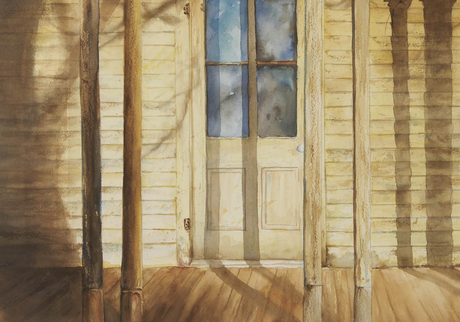 Lot 652: Rhonda McEnroe W/C Architectural Painting, Autumn Reflection