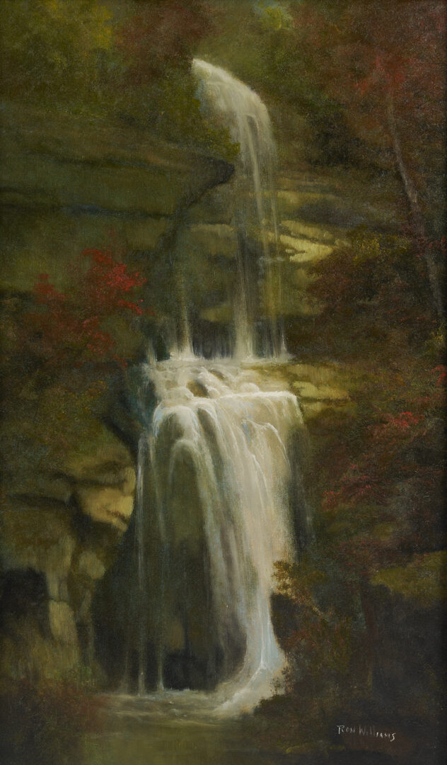 Lot 653: Ron Williams O/C Smoky Mountain Waterfall Painting