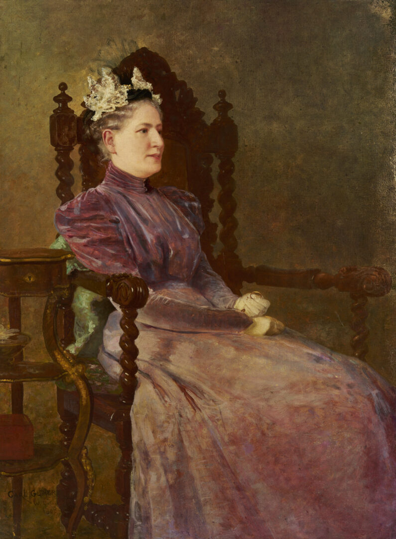 Lot 654: Carl Gutherz O/C Portrait of Kate Scruggs Gutherz, 1898
