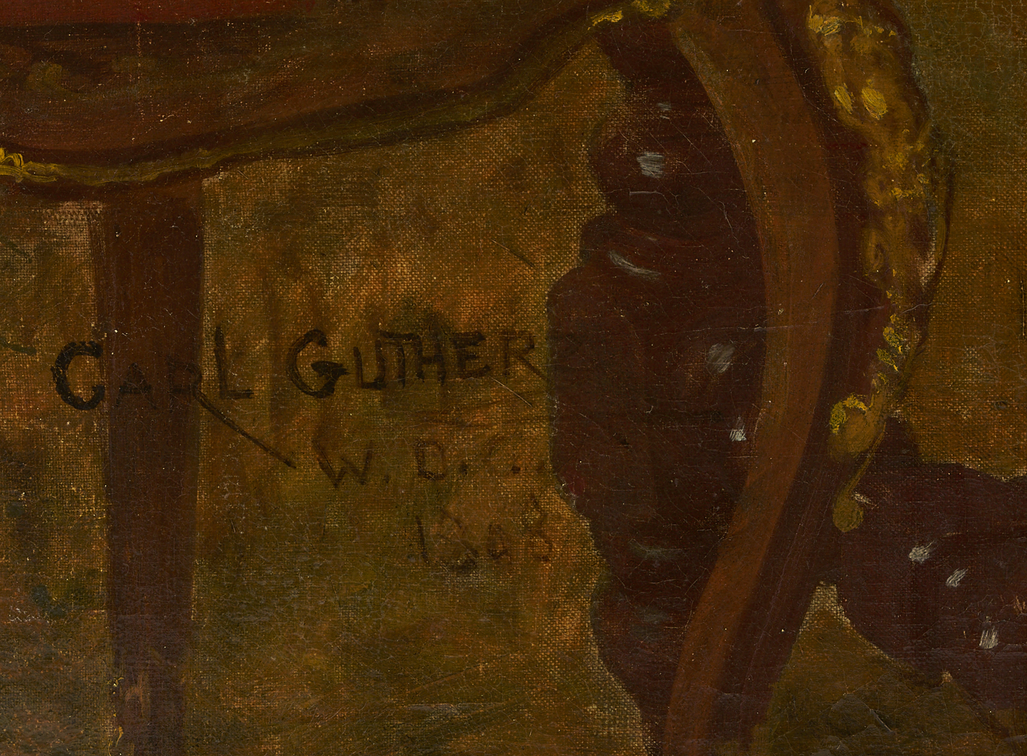 Lot 654: Carl Gutherz O/C Portrait of Kate Scruggs Gutherz, 1898