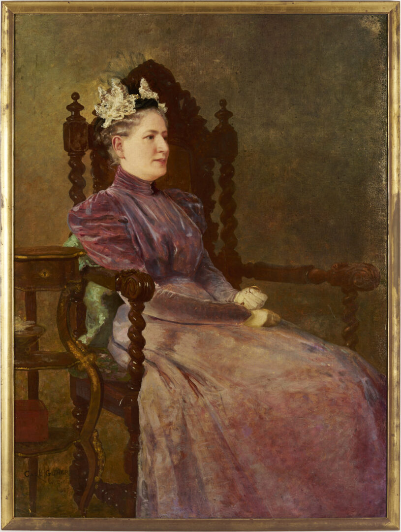 Lot 654: Carl Gutherz O/C Portrait of Kate Scruggs Gutherz, 1898