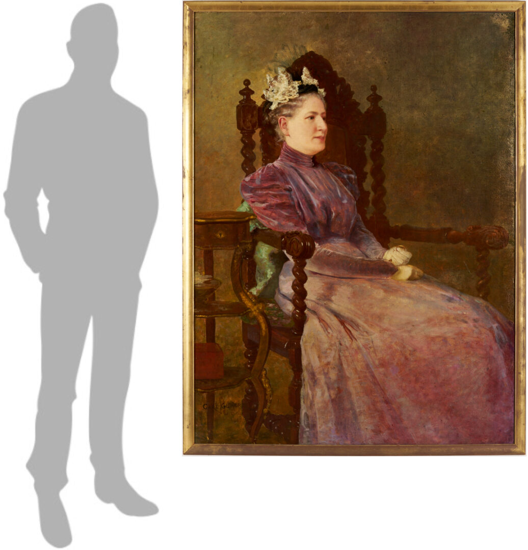 Lot 654: Carl Gutherz O/C Portrait of Kate Scruggs Gutherz, 1898