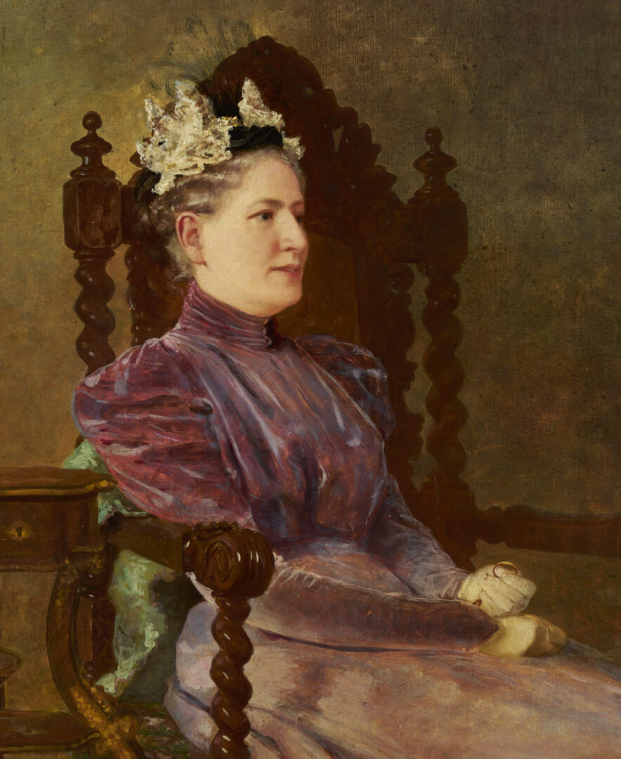 Lot 654: Carl Gutherz O/C Portrait of Kate Scruggs Gutherz, 1898