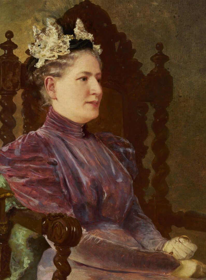 Lot 654: Carl Gutherz O/C Portrait of Kate Scruggs Gutherz, 1898