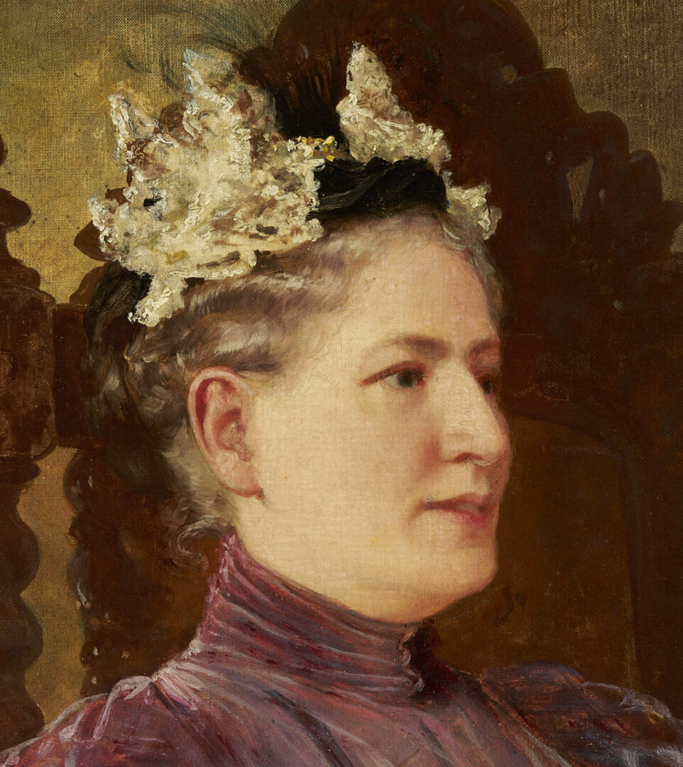 Lot 654: Carl Gutherz O/C Portrait of Kate Scruggs Gutherz, 1898