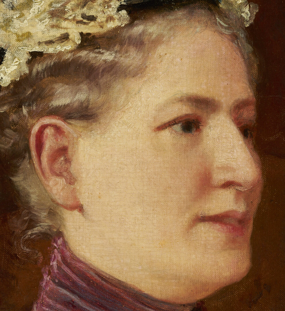 Lot 654: Carl Gutherz O/C Portrait of Kate Scruggs Gutherz, 1898