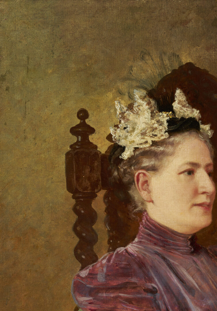 Lot 654: Carl Gutherz O/C Portrait of Kate Scruggs Gutherz, 1898