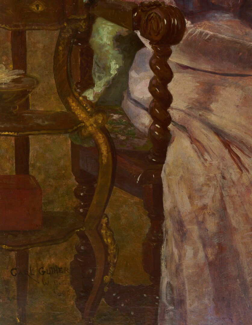 Lot 654: Carl Gutherz O/C Portrait of Kate Scruggs Gutherz, 1898