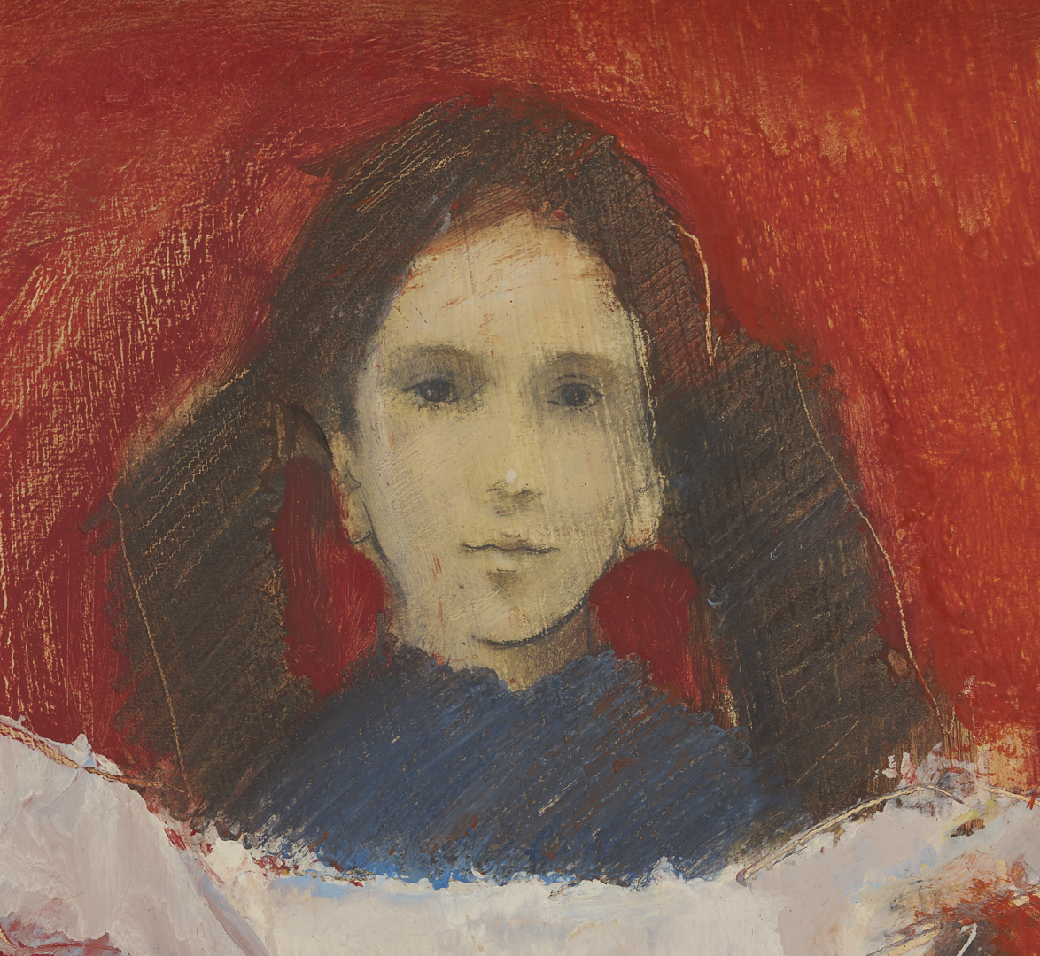 Lot 655: Charles Inzer Oil Painting, Girl w/ a White Apron