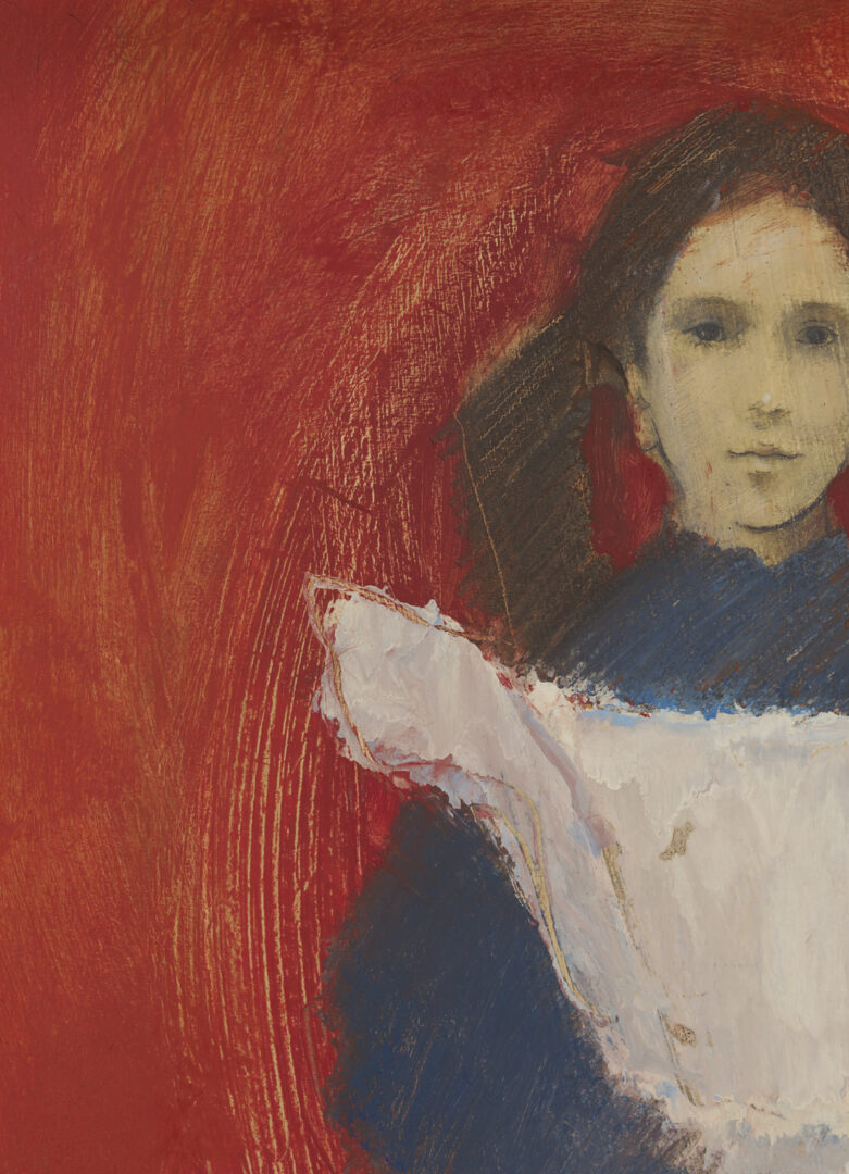 Lot 655: Charles Inzer Oil Painting, Girl w/ a White Apron