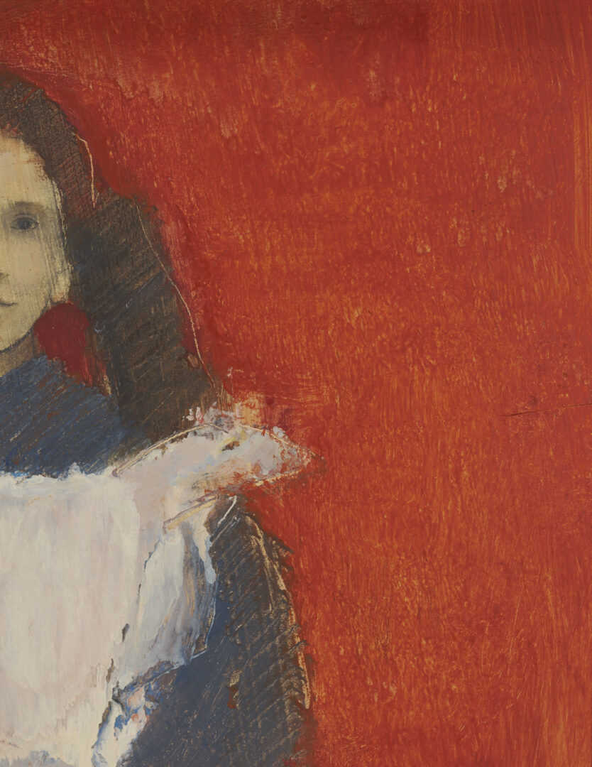 Lot 655: Charles Inzer Oil Painting, Girl w/ a White Apron