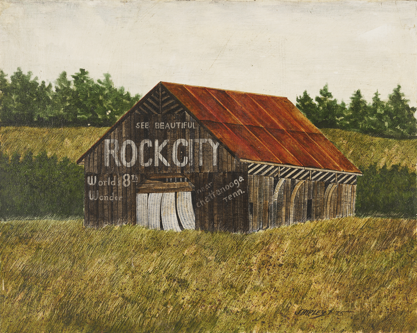 Lot 656: Thomas Shipley See Rock City Barn Painting, 1975