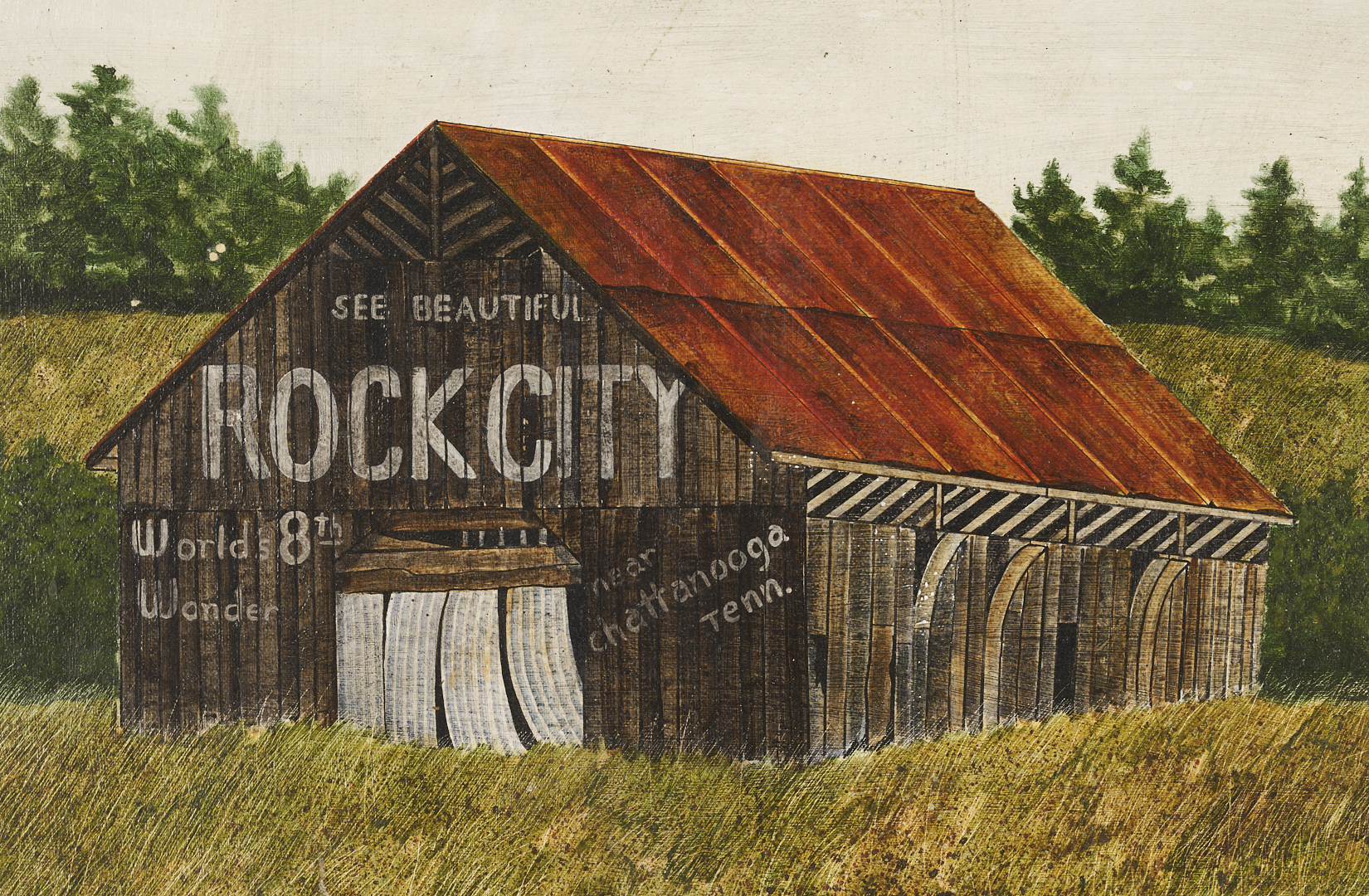 Lot 656: Thomas Shipley See Rock City Barn Painting, 1975