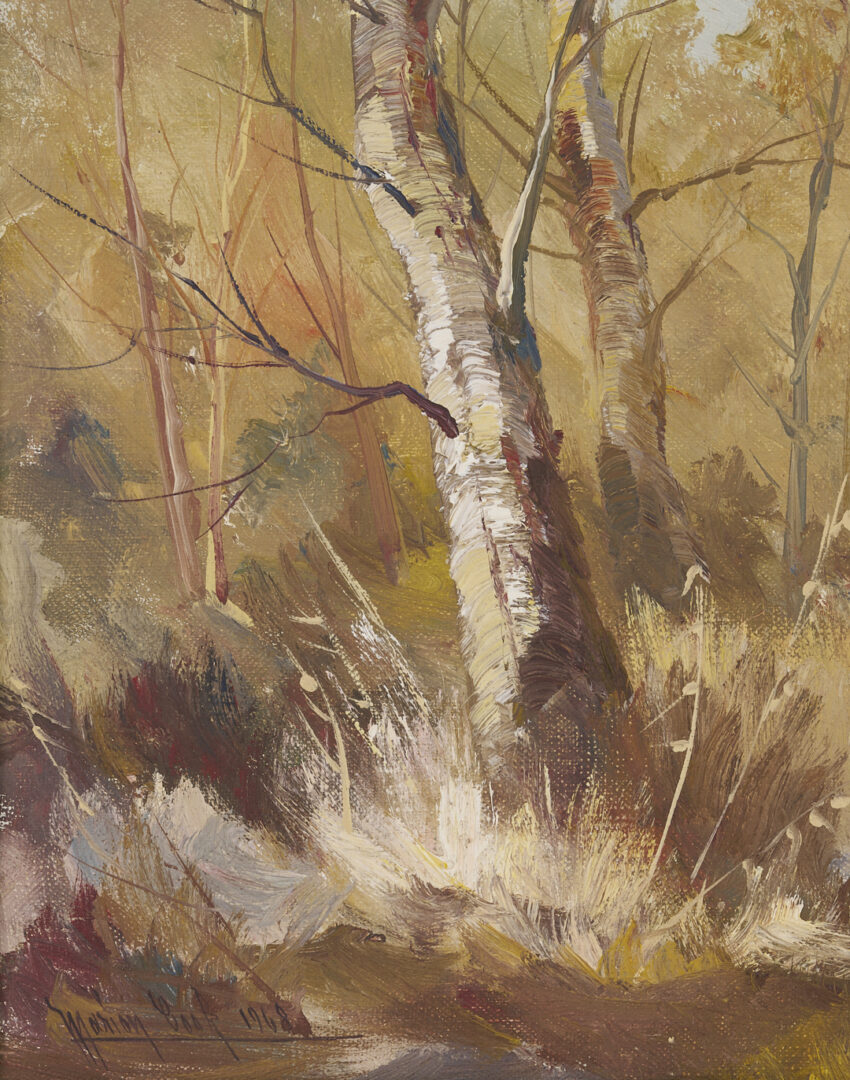 Lot 657: Marion Bryant Cook Oil Painting, Landscape with Ducks in Flight