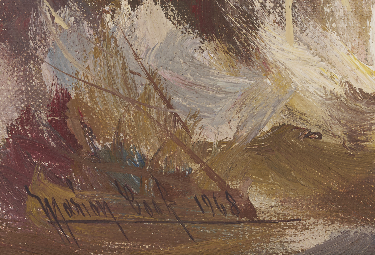 Lot 657: Marion Bryant Cook Oil Painting, Landscape with Ducks in Flight