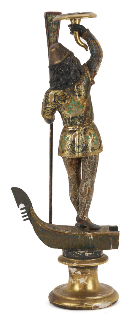Lot 659: Carved Blackamoor Torchiere, Venetian Gondolier