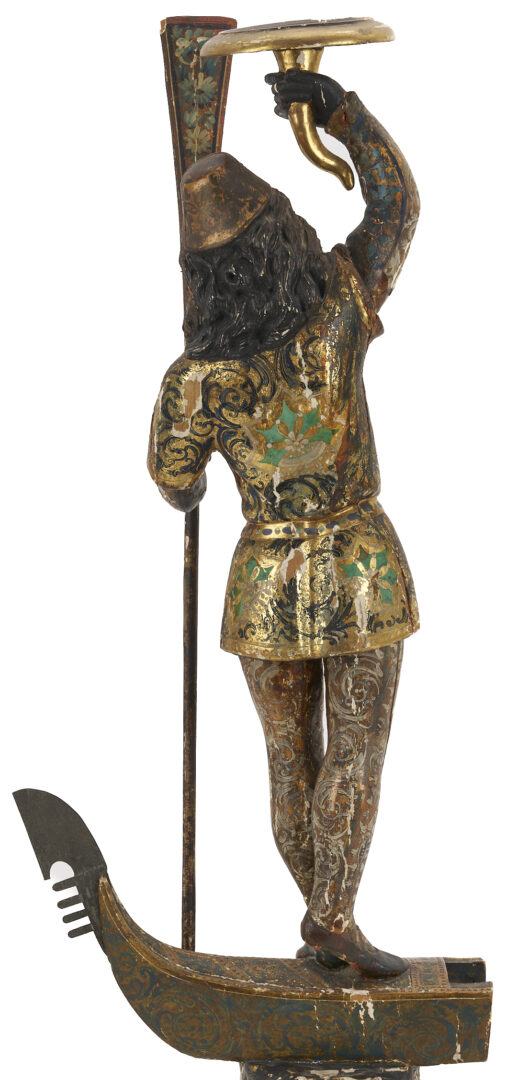 Lot 659: Carved Blackamoor Torchiere, Venetian Gondolier