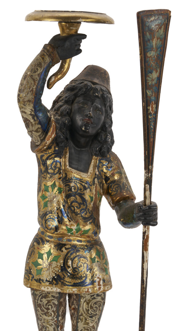 Lot 659: Carved Blackamoor Torchiere, Venetian Gondolier
