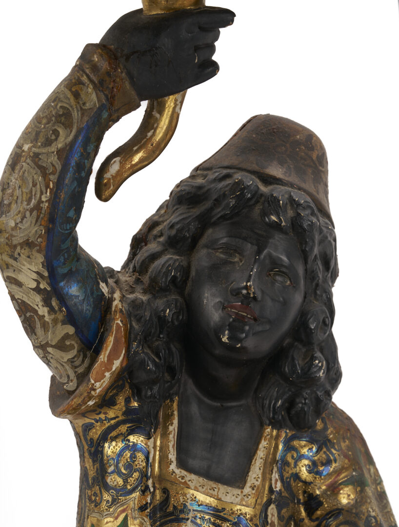Lot 659: Carved Blackamoor Torchiere, Venetian Gondolier