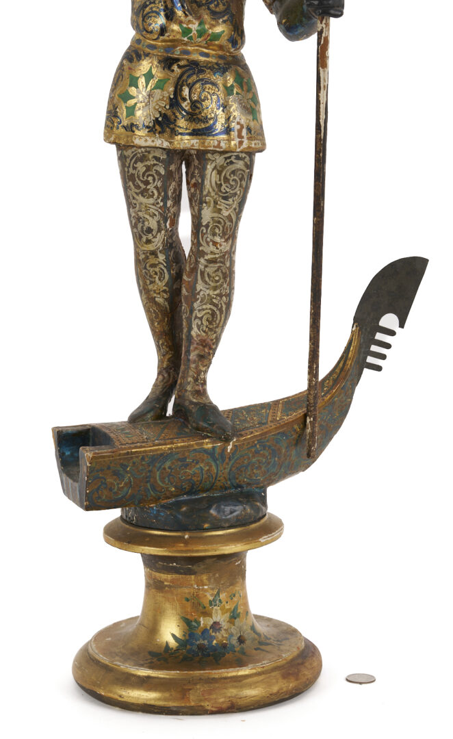 Lot 659: Carved Blackamoor Torchiere, Venetian Gondolier
