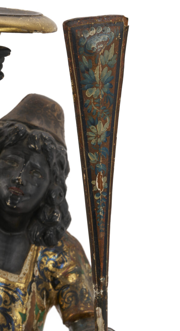 Lot 659: Carved Blackamoor Torchiere, Venetian Gondolier