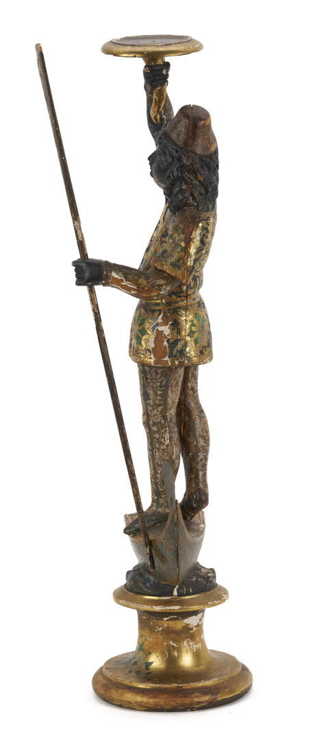 Lot 659: Carved Blackamoor Torchiere, Venetian Gondolier